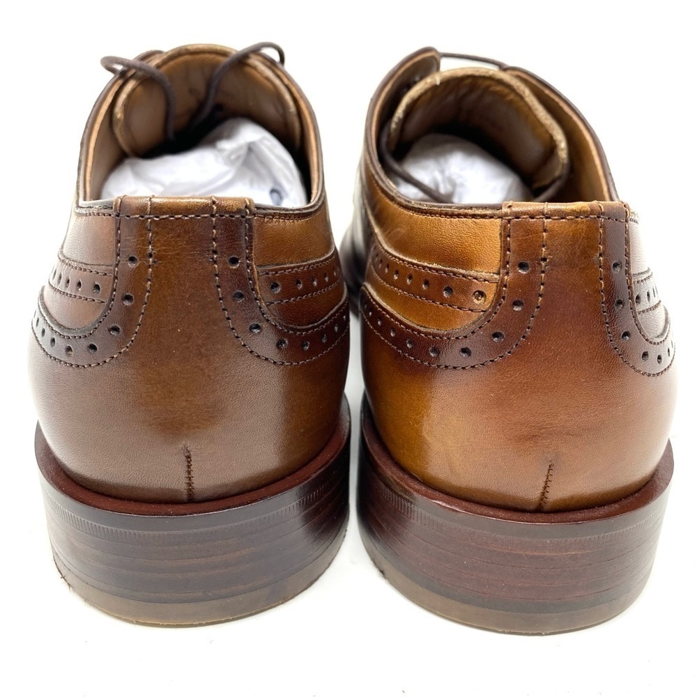 Johnston & Murphy Boydstun Plain Toe Medallion Tan Italian Calfskin - Picture 7 of 9